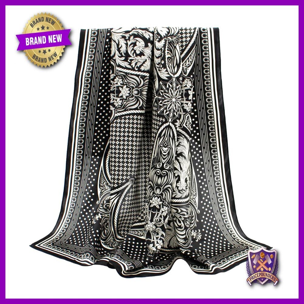 Large 35" Square Silk Scarf Lightweight Head Wrap Versatile Accessory